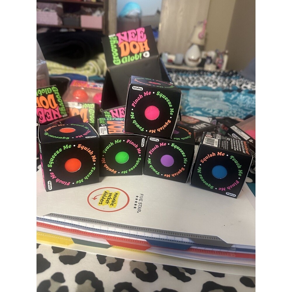 Schylling Classic NeeDoh Stress Ball Lot of 5 Full Size Neon Groovy Globs Set